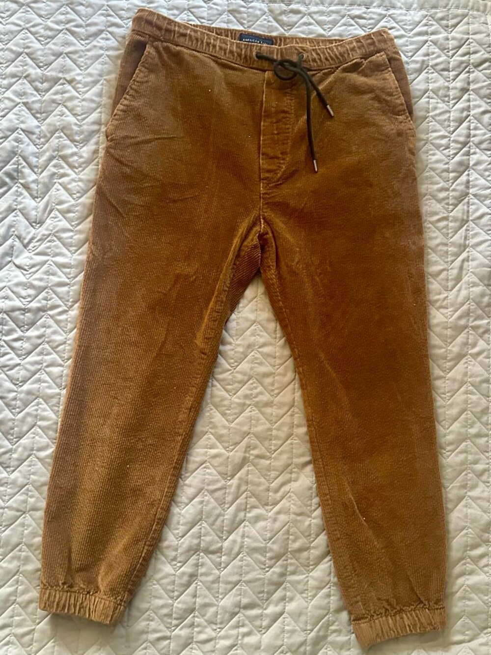 American Eagle Corduroy Stretch Jogger Pants Men’s Casual Comfort Fit Tan Brown